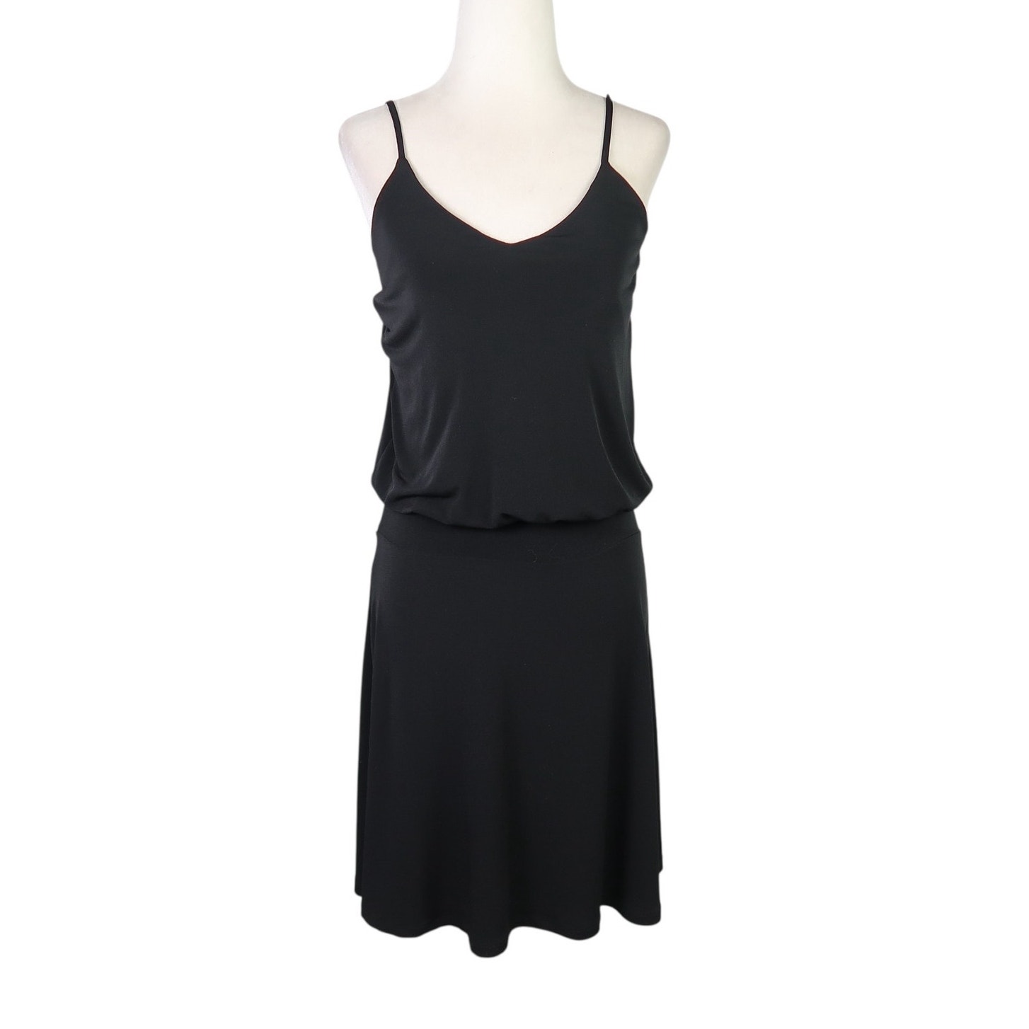 Vintage Y2k Veronica M Black Blouson Midi Tank Dress Xs